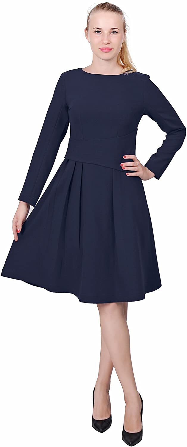 Price:$39.90    Marycrafts Womens Classy Vintage 60s Office Work Church A Line Dress 0 Dark Blue  Clothing