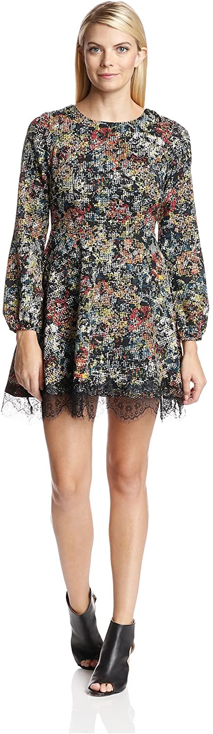 Price:$64.68    Love Sadie Women's Open Back Dress with Lace Trim, Black, S  Clothing