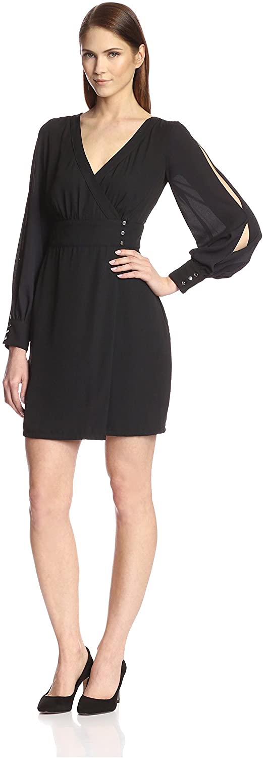 Price:$36.73    SOCIETY NEW YORK Women's Side Button Wrap Dress  Clothing