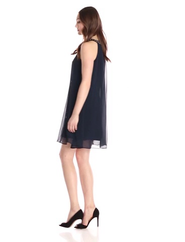 Price:$200.00    Adrianna Papell Women's Chiffon Veiled Banded Sheath Dress, Eclipse, 14  Clothing