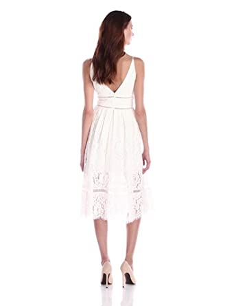 Price:$400.75    Cynthia Rowley Women's Midi Lace Dress, White, 8  Clothing