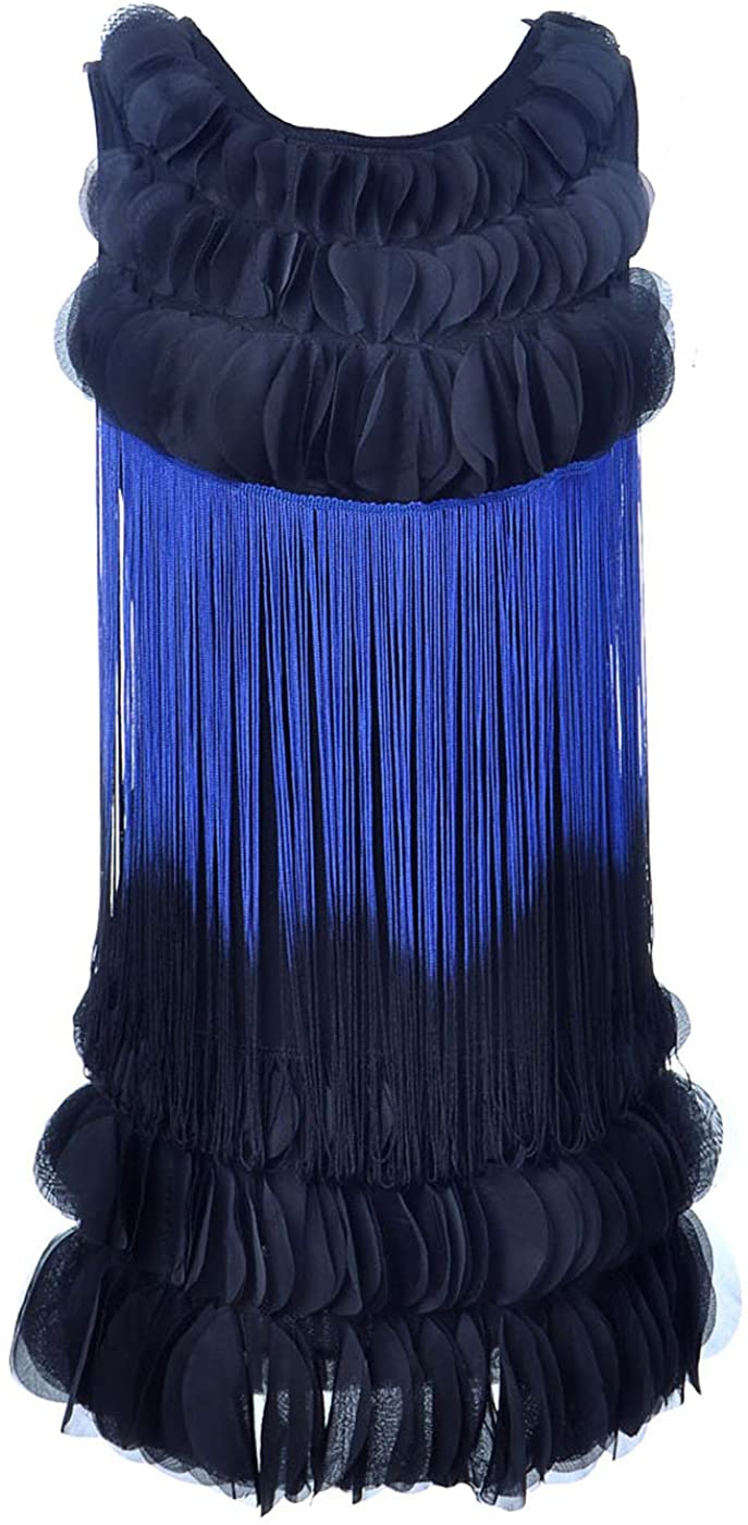 Price:$25.99    Anna-Kaci Womens Blue Gatsby Flapper Petal Ruffle Fringe Short Mini Dress  Clothing