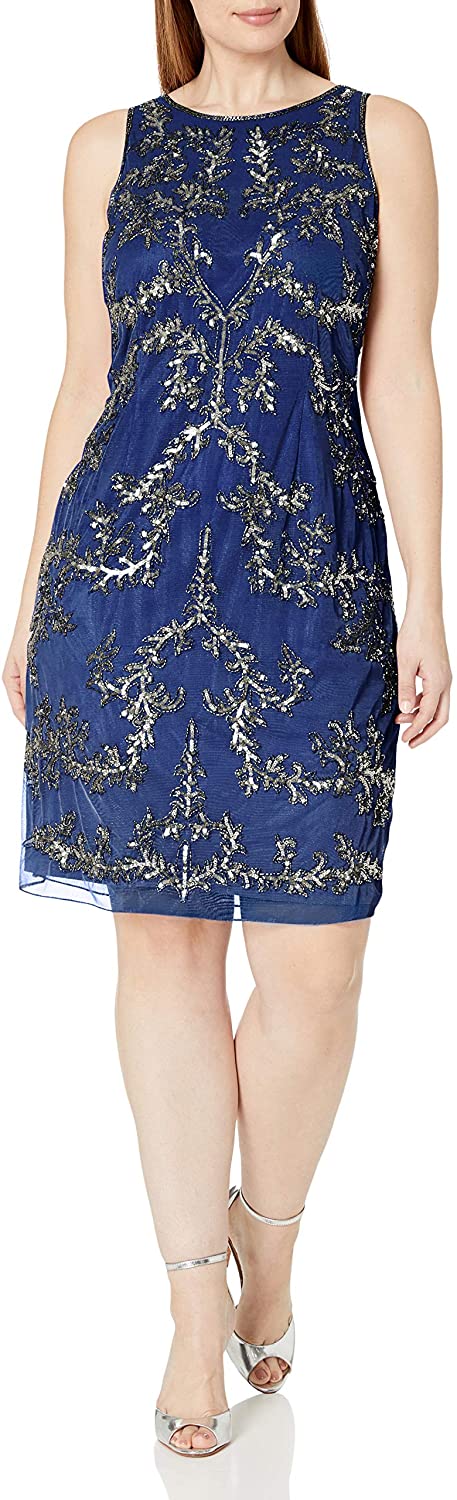 Price:$119.00    Adrianna Papell Women's Size Sleeveless Beaded Short Dress Plus  Clothing