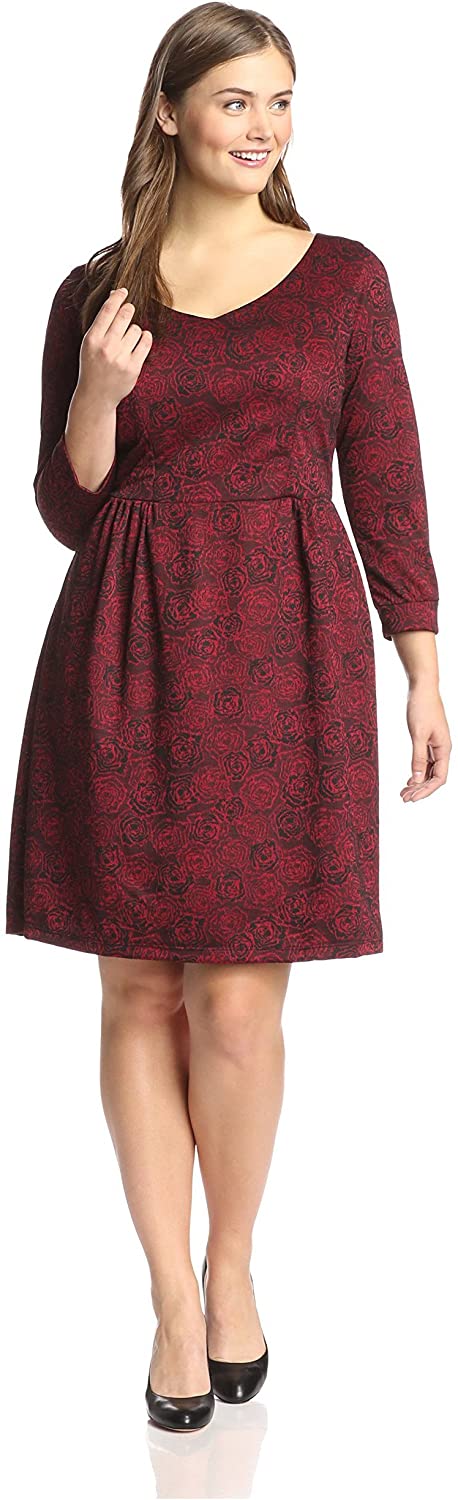 Price:$39.06    Melissa Masse Plus Women's Floral Pattern V-Neck Dress  Clothing