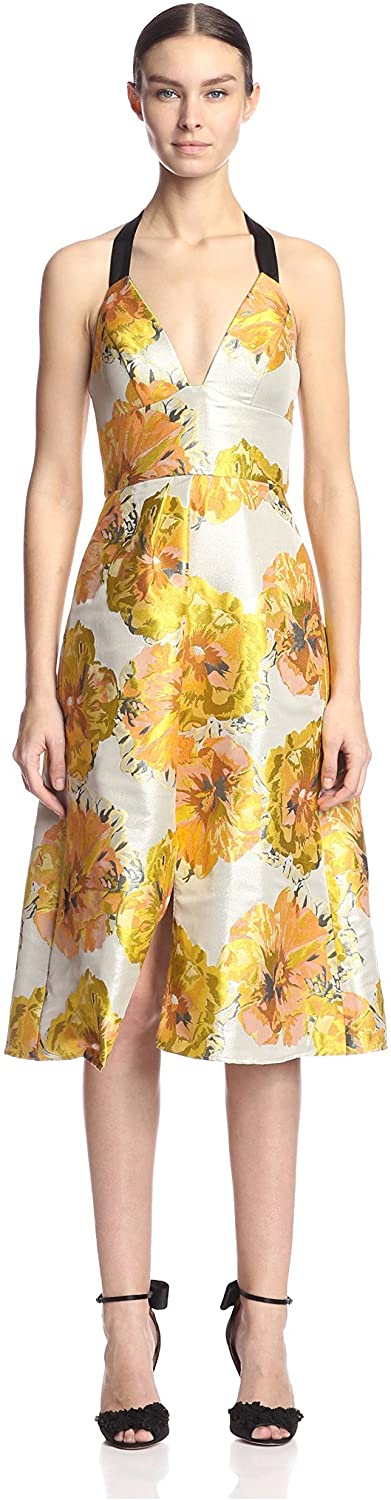 Price:$173.14    A.B.S. by Allen Schwartz Women's Floral Halter Dress, Tangerine, 0  Clothing