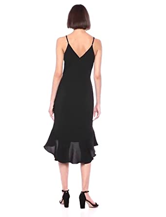 Price:$127.13 Dress the Population Women's Wendy Sleeveless Plunging Ruffle Hem Midi Sheath Dress at Amazon Women’s Clothing store