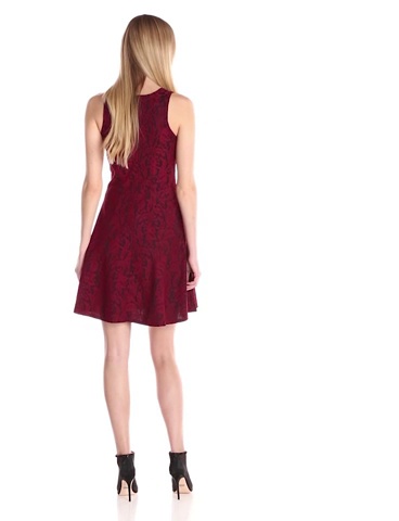Price:$132.29    Karen Kane Women's Bonded Lace V-Neck Dress, Wine Black, X-Large  Clothing