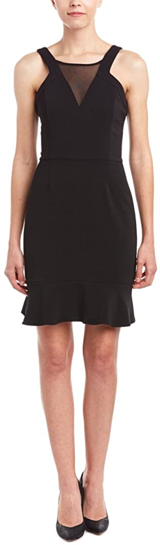 Price:$99.00    laundry BY SHELLI SEGAL Women's Fitted Mesh Inset Flounce Dress, Black, 0  Clothing