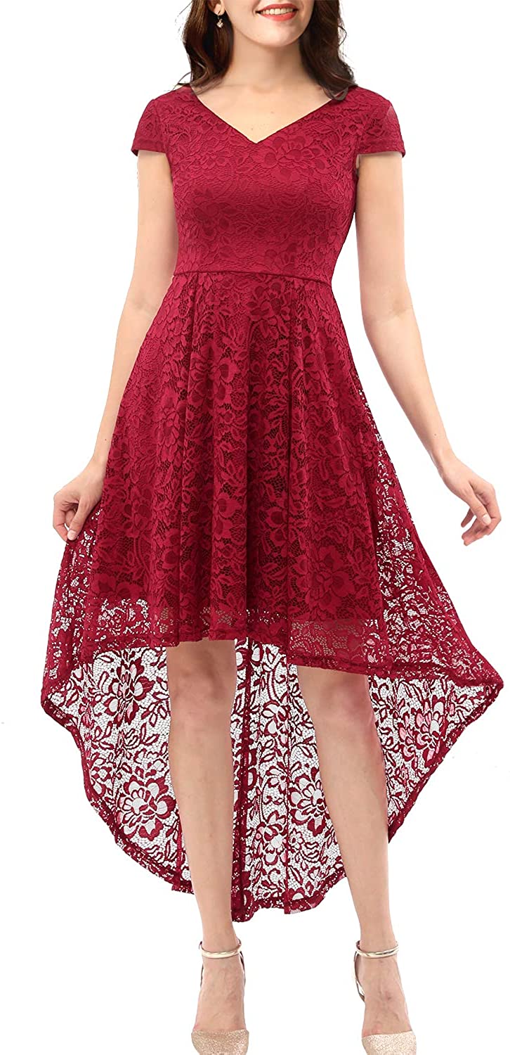 Price:$29.99    ALAGIRLS Women's Vintage Lace Wedding Formal Hi Low Prom Cocktail Party Swing Dresses  Clothing