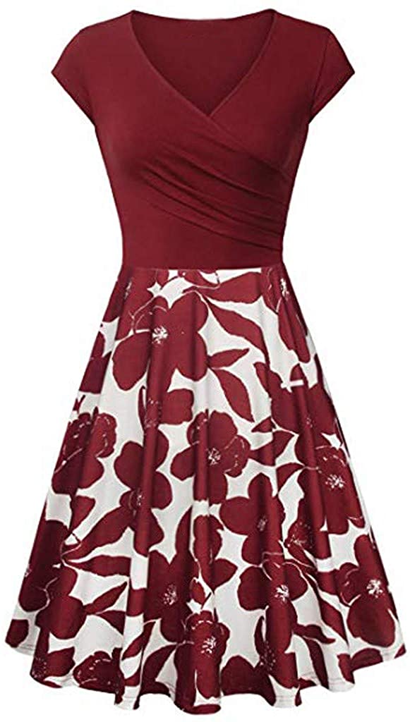 Price:$5.47    RUIVE Women's Night Party Cocktail Knee-Length Sundress With Pockets  Clothing