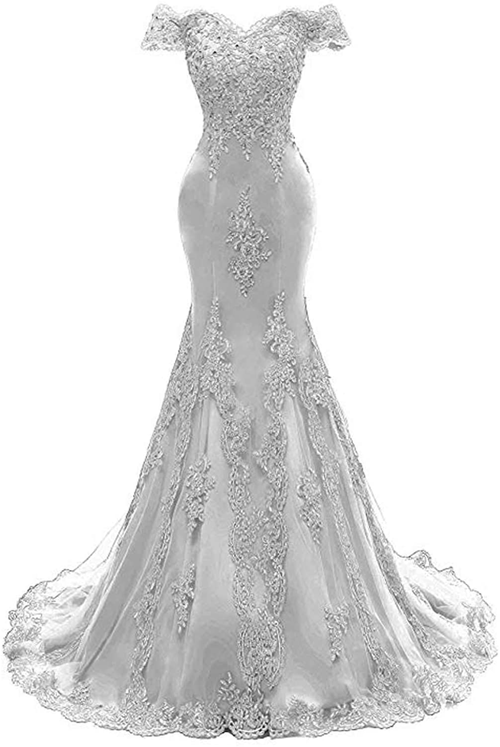 Price:$94.99 Asoiree Women's Off Evening Gown Lace Mermaid Beading Sequins Prom Dress Sleeves at Amazon Women’s Clothing store