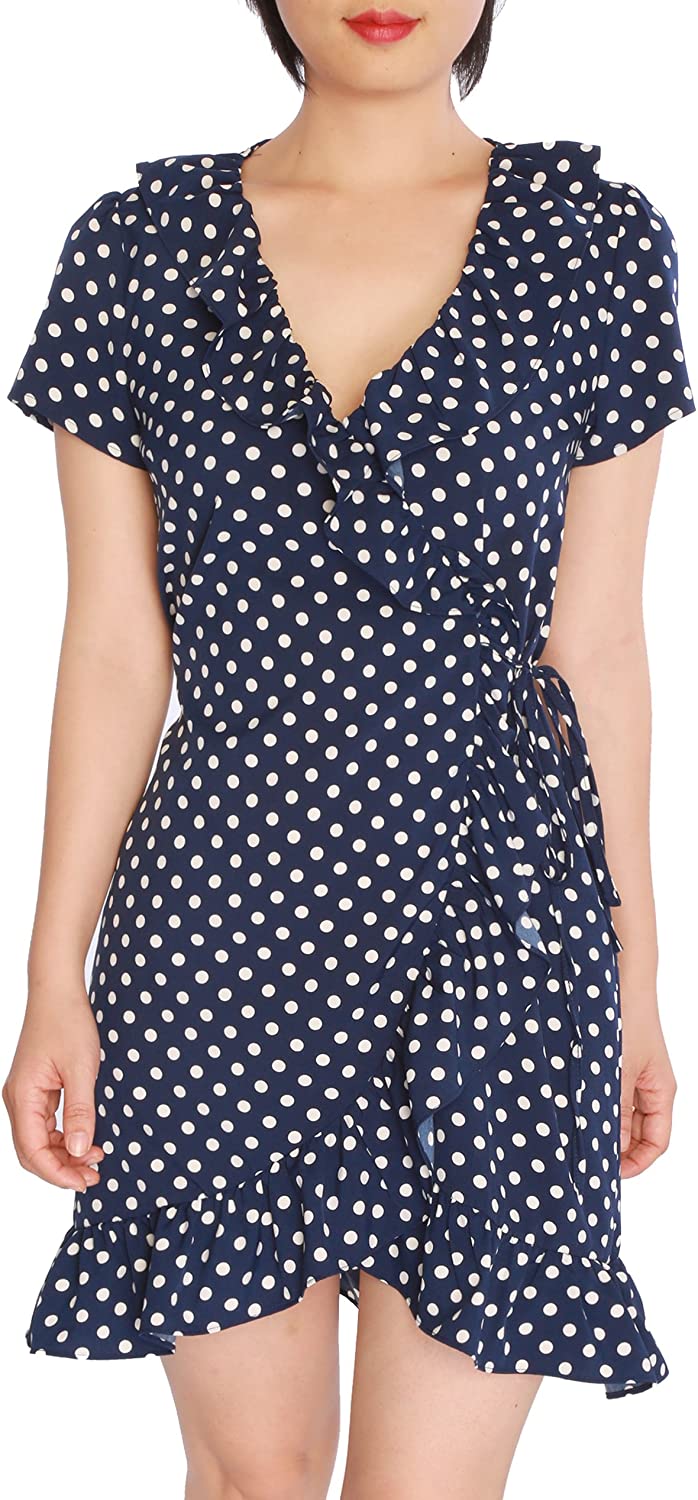 Price:$9.99 May&Maya Women's Polka Dot Wrap Midi Dress at Amazon Women’s Clothing store