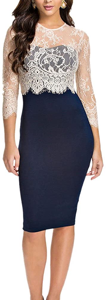 Price:$19.99    LECHEERS Women Lace Vintage Celeb Bodycon Cocktail Formal Evening Blue Dress XXL  Clothing