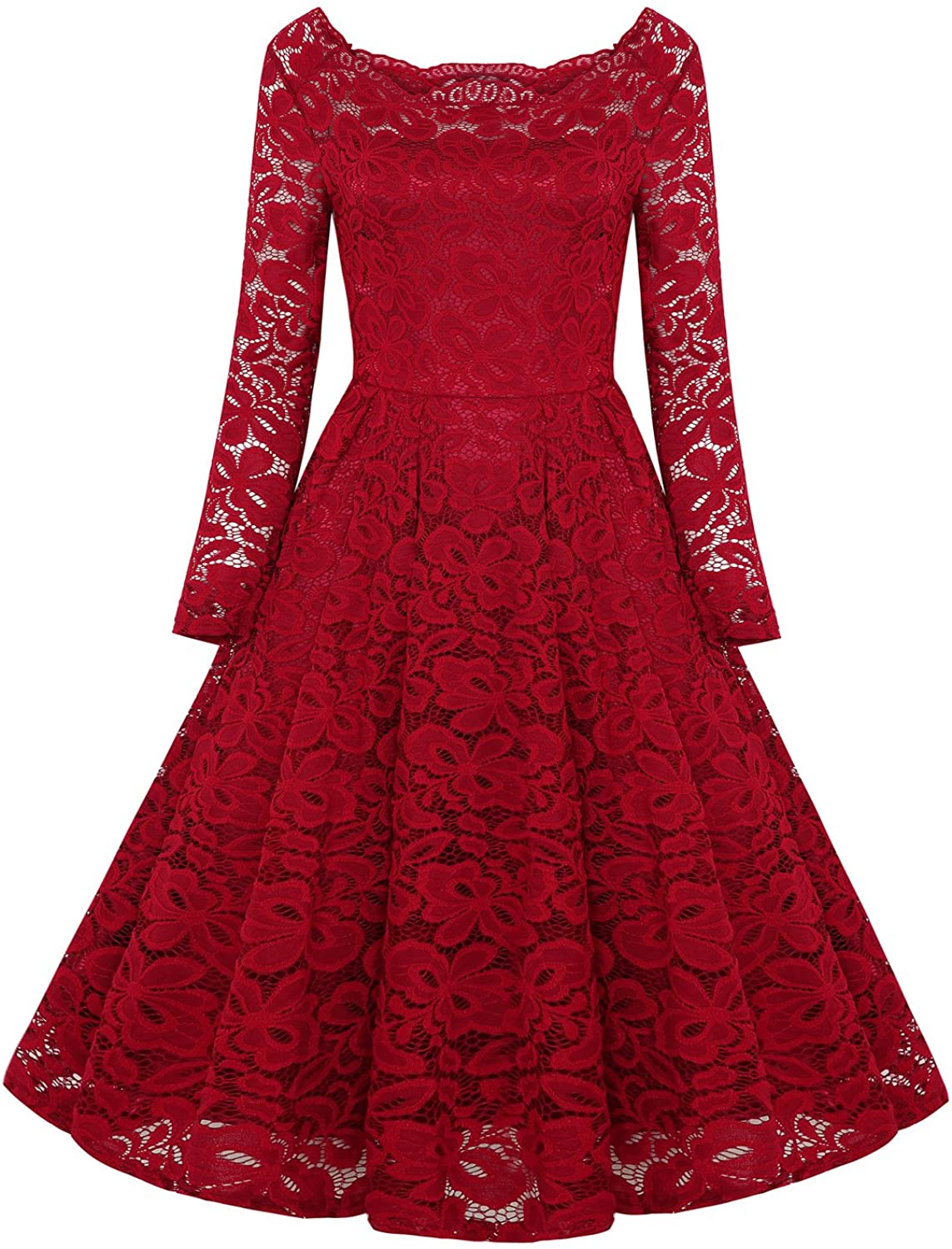 Price:$28.99    SYLVIEY Womens Off Shoulder Lace Wedding Homecoming A-Line Cocktail Dress Burgundy Medium  Clothing