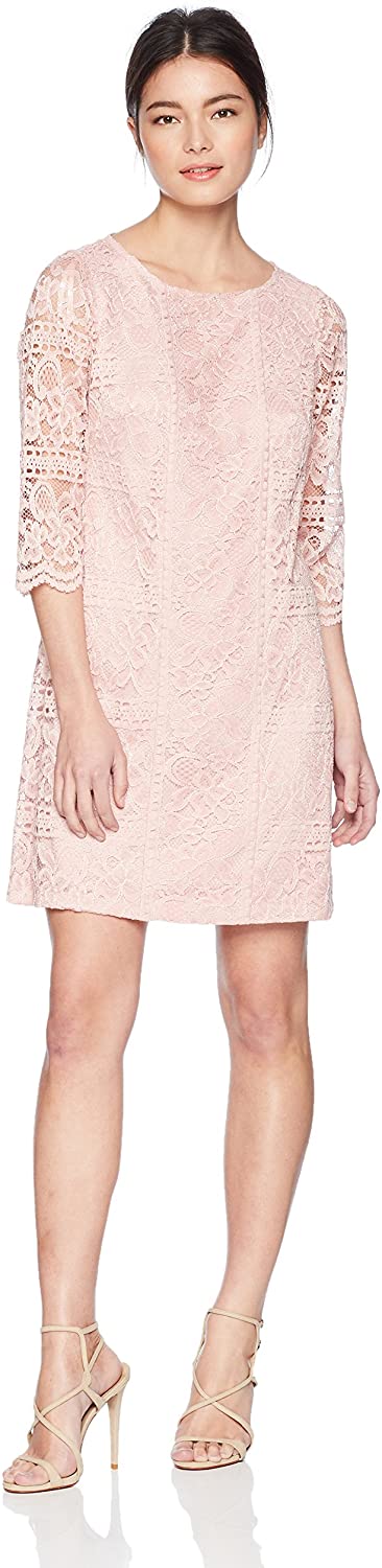 Price:$100.71 Jessica Howard Women's Shift Dress with Lace Trim, Blush, 10 Petite at Amazon Women’s Clothing store