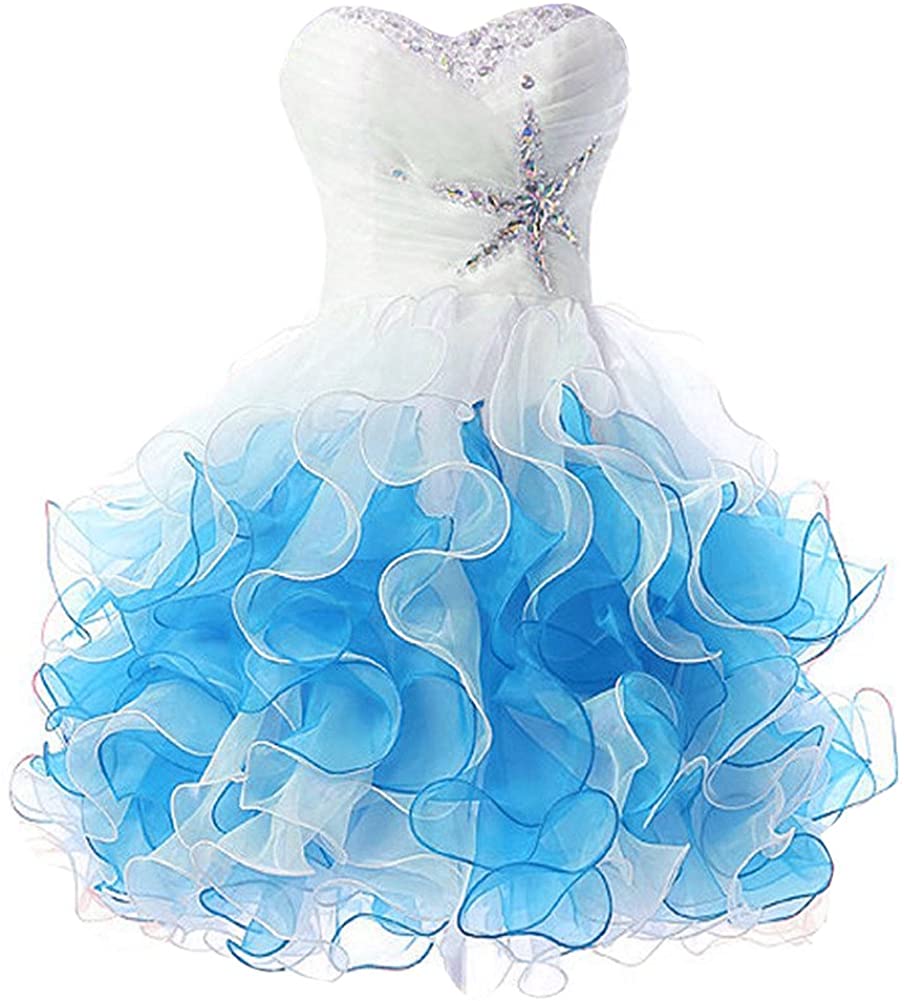 Price:$79.99    Kivary Short Beaded Little White Ball Gown Prom Homecoming Cocktail Dresses  Clothing
