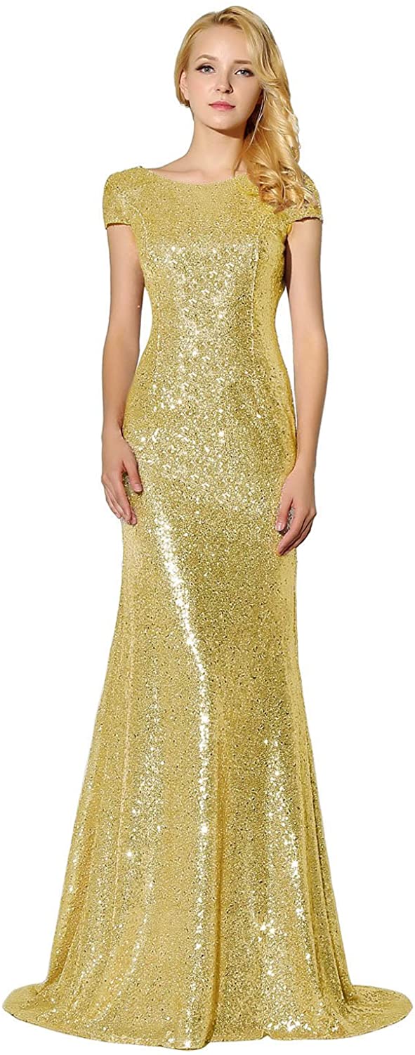 Price:$35.29    Sarahbridal Women's Formal Prom Dreeses Sequin Bridesmaid Dress Ball Gowns  Clothing