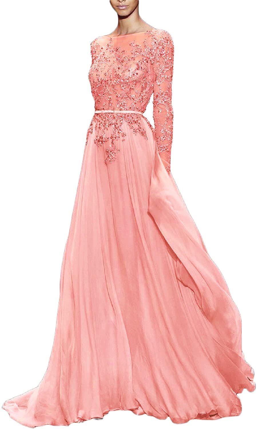 Price:$82.99    YSMei Women's Long Sleeve Prom Dress Backless A Line Evening Formal Gowns Yev188  Clothing