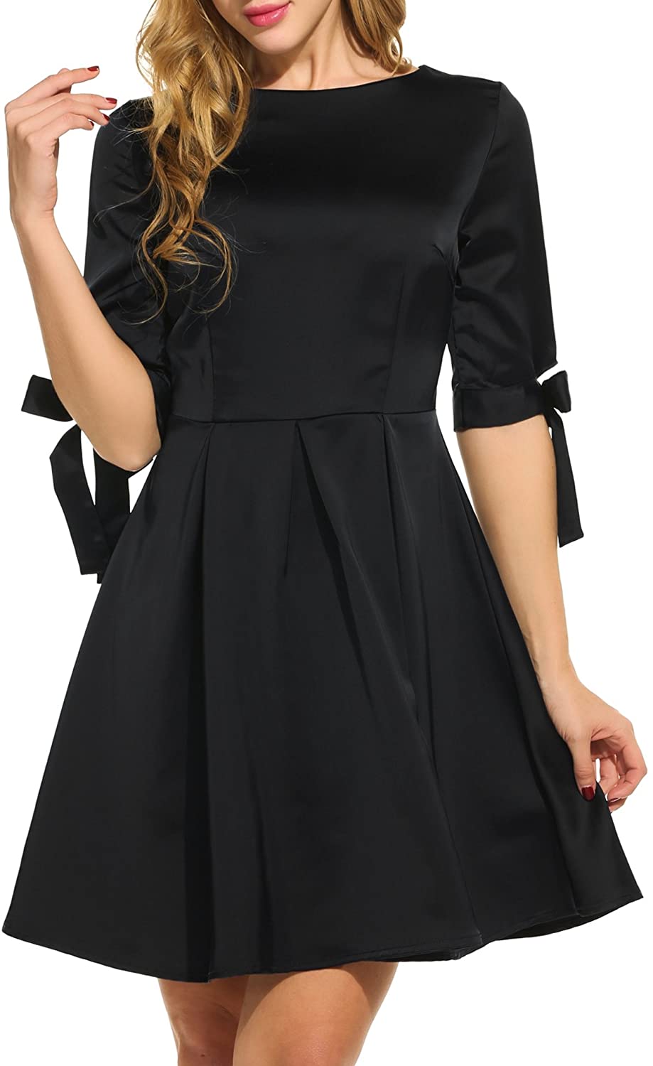 Price:$29.99 ACEVOG Women's Retro Bow Knot Half Sleeve Casual 1950'S Bridesmaid Dress at Amazon Women’s Clothing store