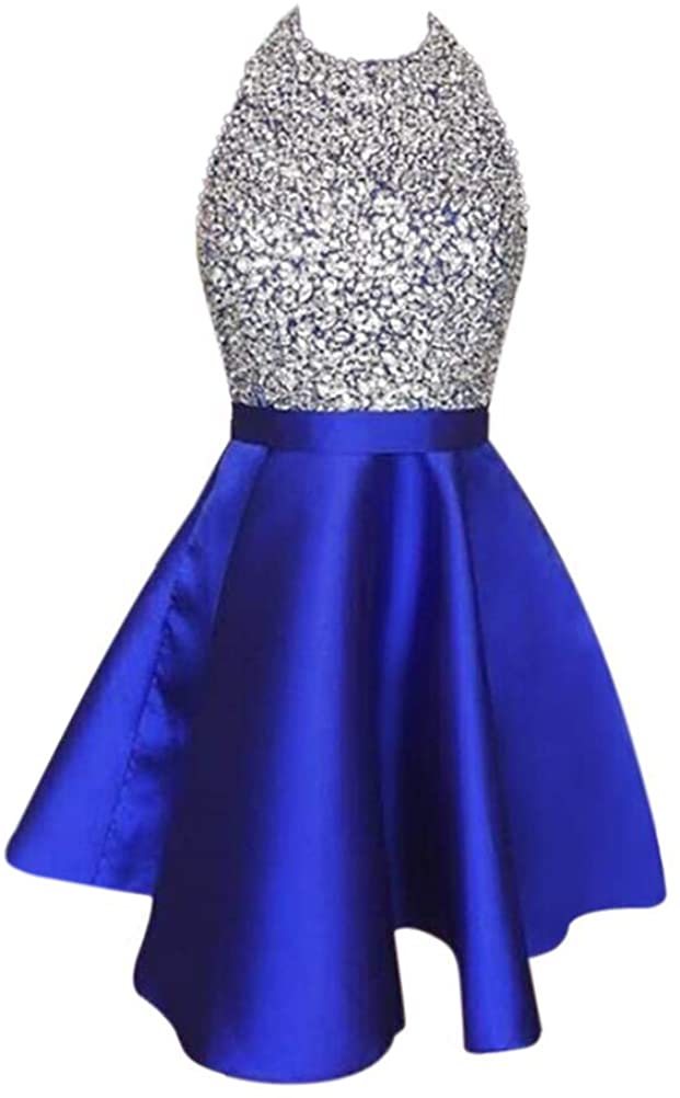 Price:$64.00    VinBridal Juniors Short Homecoming Dress Satin Beaded Halter Cocktail Prom Gowns  Clothing