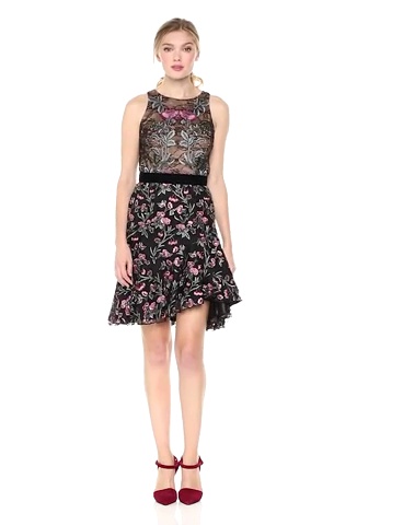 Price:$419.74    ML Monique Lhuillier Women's Mixed Laced Cocktail Dress  Clothing