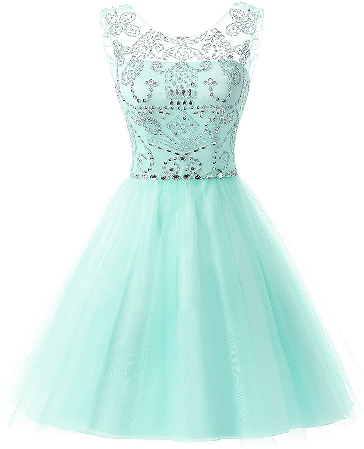 Price:$29.90    Sarahbridal Women's Short Tulle Beading Homecoming Dresses Tulle Prom Party Gowns  Clothing