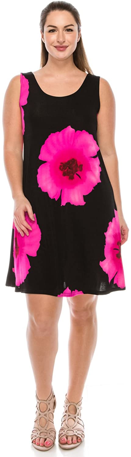 Price:$27.99 Jostar Women's Stretchy Missy Tank Dress Print Plus at Amazon Women’s Clothing store