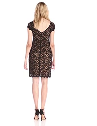 Price:$29.99    Connected Apparel Women's Cap Sleeve Lace Dress with Scalloped Hem  Clothing