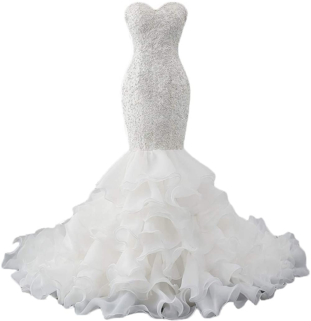 Price:$4.90 Tsbridal Mermaid Wedding Dress Beaded Sweetheart Bride Dresses at Amazon Women’s Clothing store