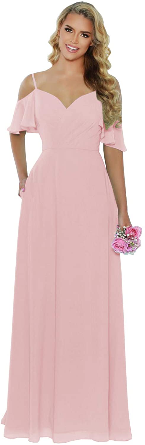 Price:$69.99 Wusan Women's Off The Bridesmaid Dress Long Evening Prom Gown With Pockets at Amazon Women’s Clothing store