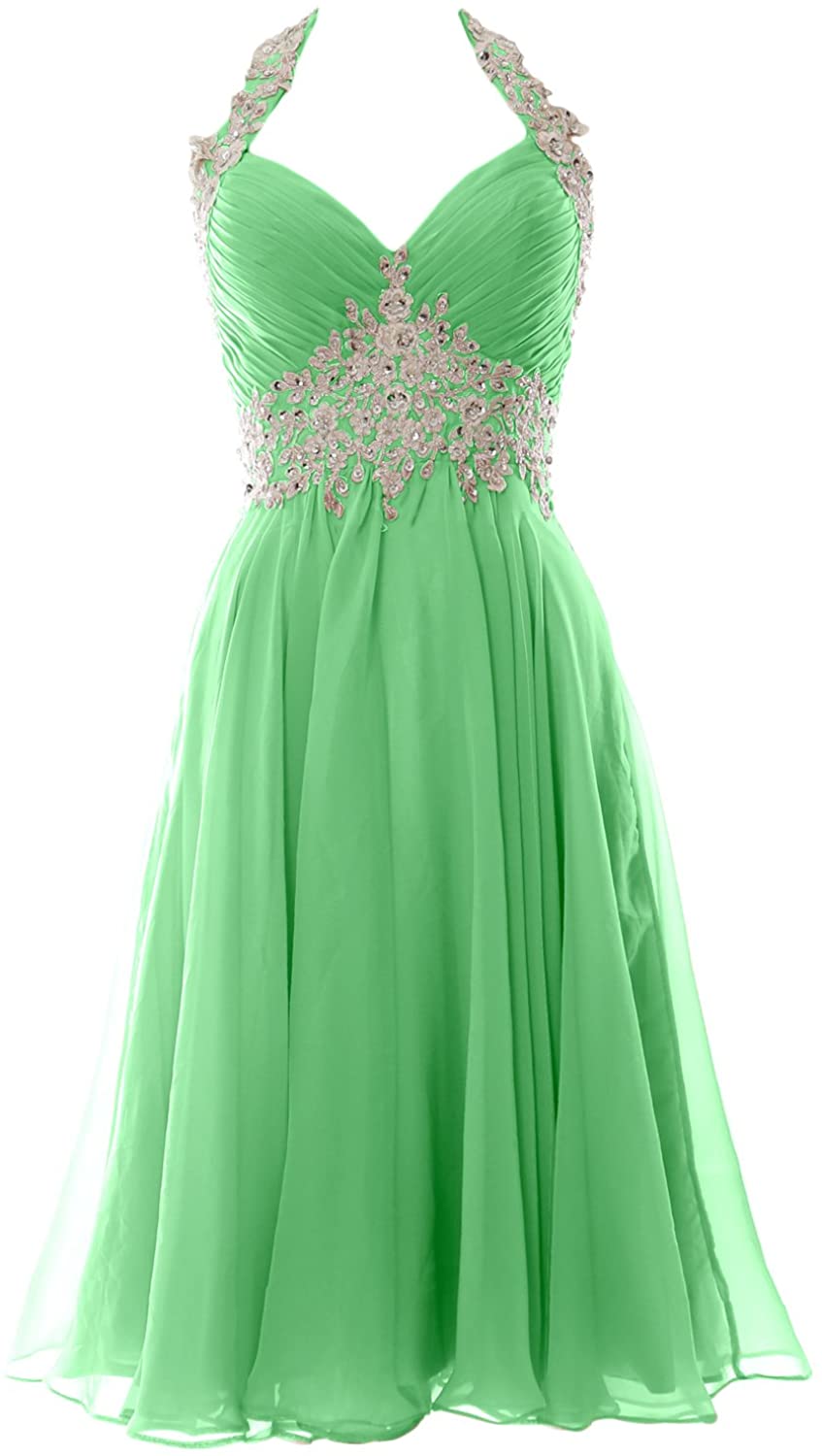 Price:$109.00    MACloth Women Halter Short Lace Beading Wedding Guest Dresses Homecoming  Clothing