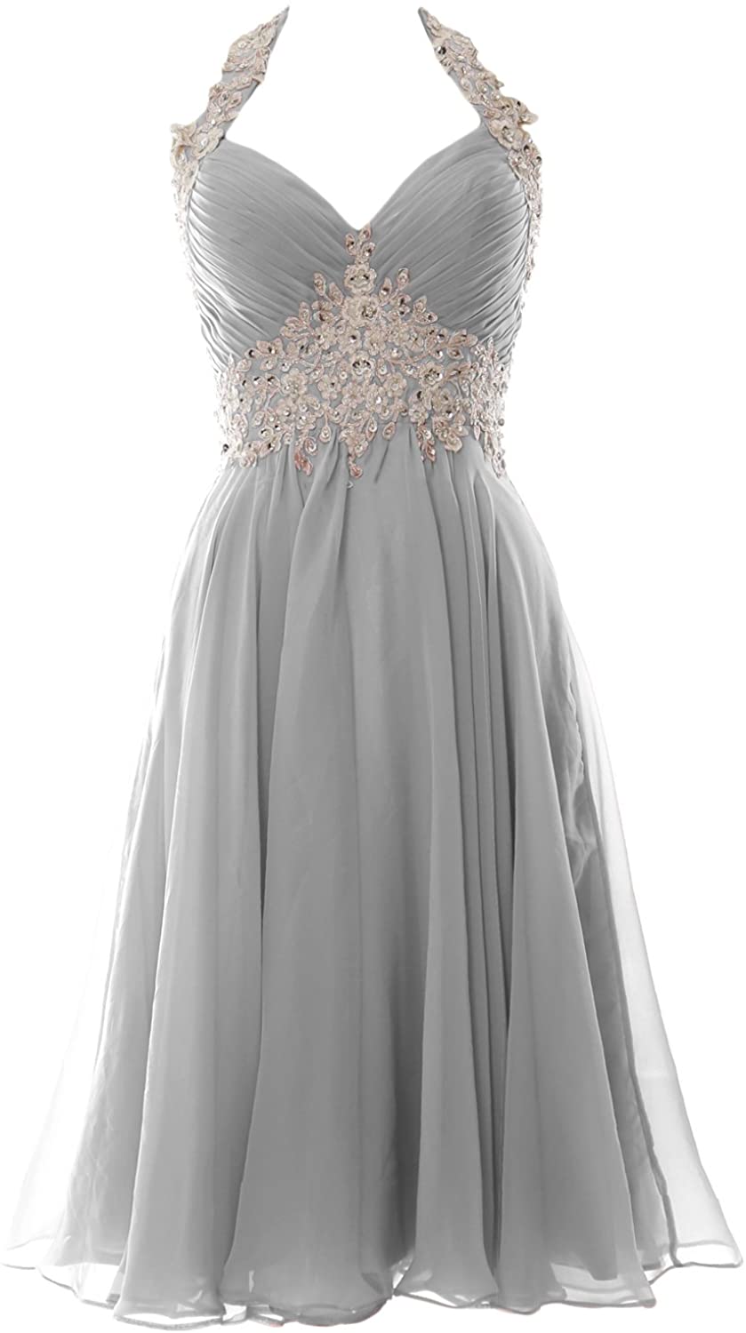 Price:$109.00    MACloth Women Halter Short Lace Beading Wedding Guest Dresses Homecoming  Clothing