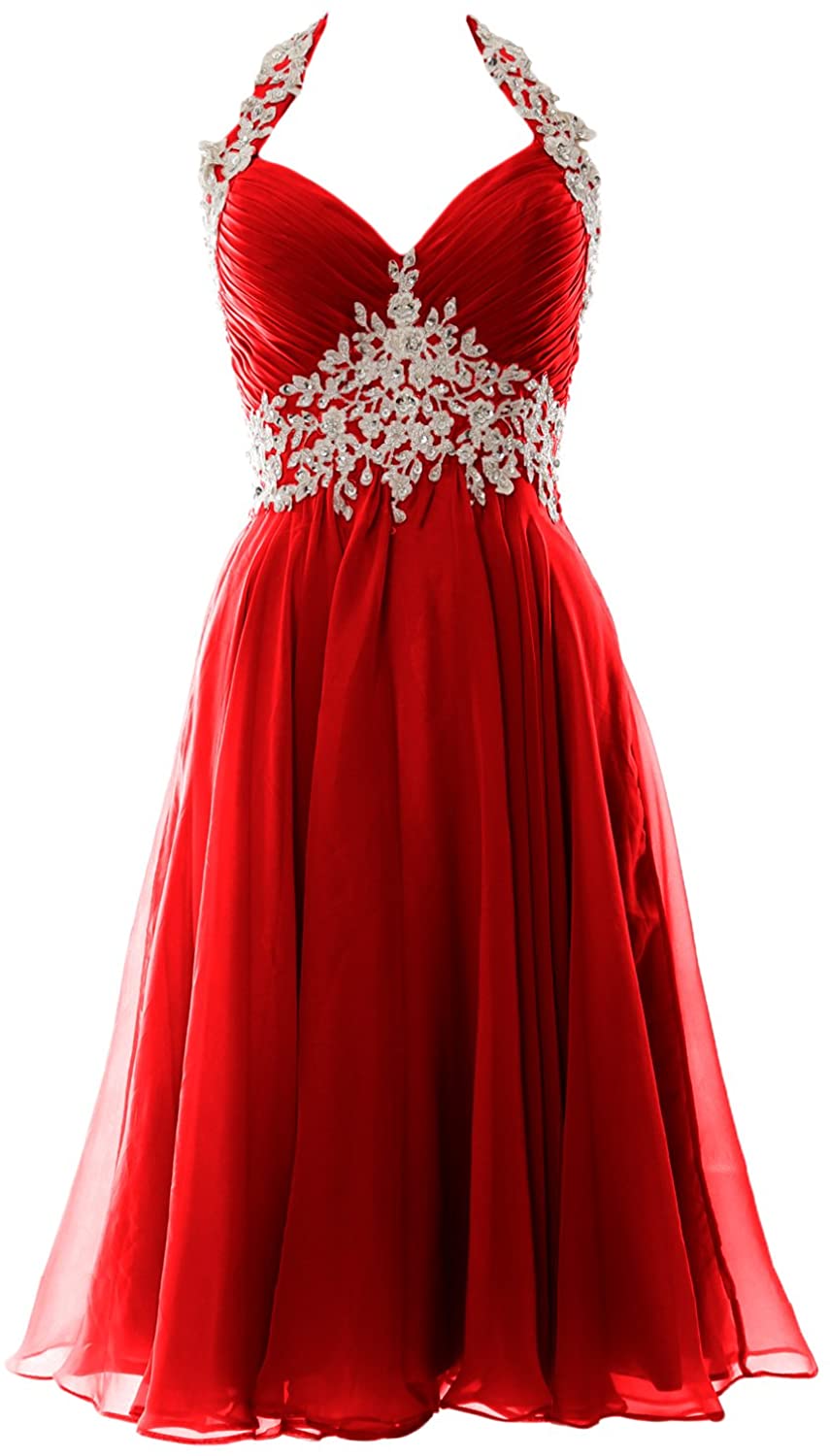 Price:$109.00    MACloth Women Halter Short Lace Beading Wedding Guest Dresses Homecoming  Clothing