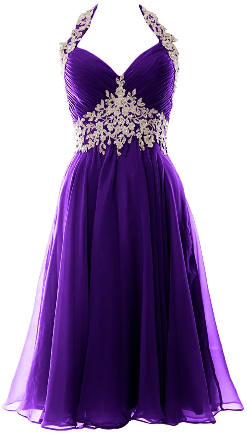 Price:$109.00    MACloth Women Halter Short Lace Beading Wedding Guest Dresses Homecoming  Clothing