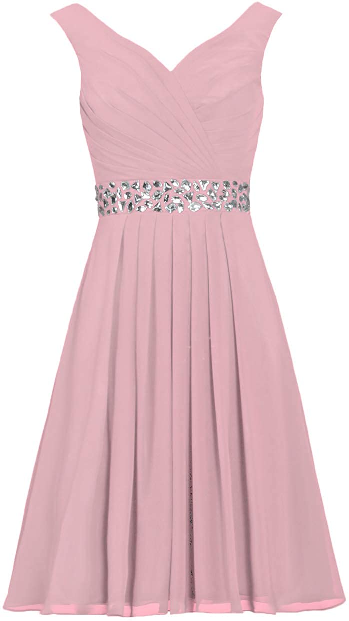 Price:$39.99    ANTS Women's Straps Chiffon Short Evening Dresses Bead Cocktail Gown  Clothing