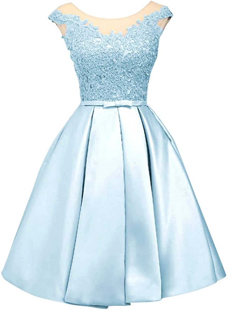 Price:$19.99 LanierWedding Short Dress Lace Lace Up Prom Party Dress For Wedding at Amazon Women’s Clothing store