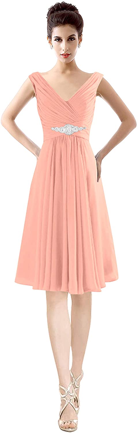 Price:$15.99    VaniaDress Women V-Neck Chiffon Short Bridesmaid Dress Prom Party Gowns V194LF  Clothing