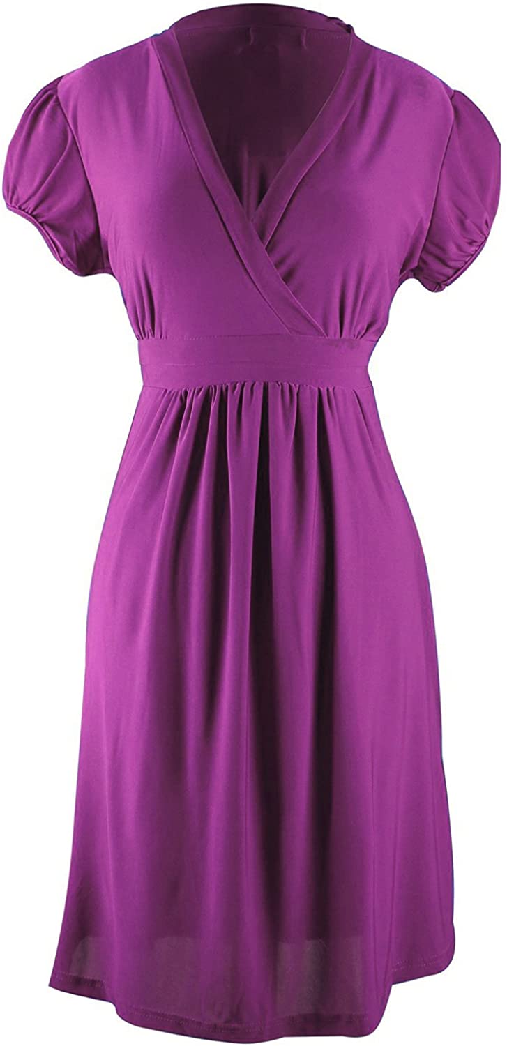 Price:$9.95    Peach Couture Solid Retro Skater Babydoll V Neck Cap Sleeve Short Mini Dress  Clothing