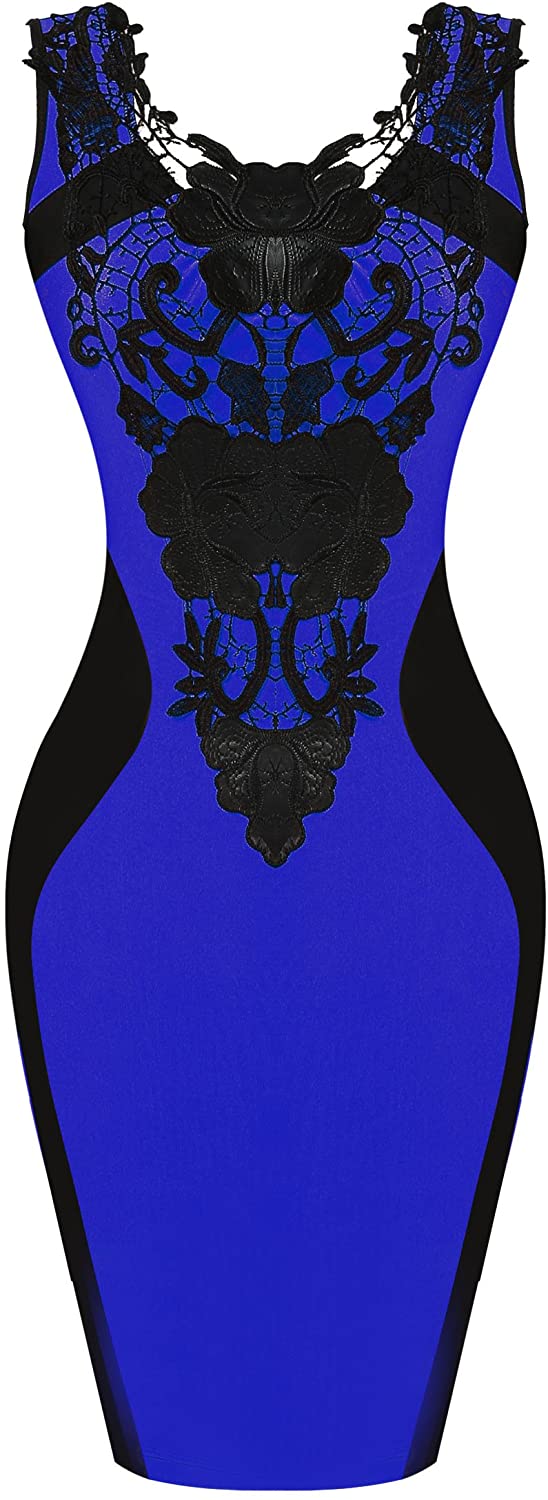 Price:$29.97    Zeagoo Women's Sleeveless Lace Neck Dress Evening Cocktail Party Dress (US M(8-10), Blue(FBA))  Clothing
