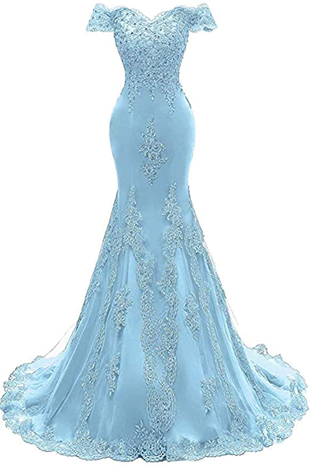 Price:$139.68 Awishwill Women's Off Shoulder Prom Dresses Mermaid Lace Appliques Beaded Formal Dress at Amazon Women’s Clothing store