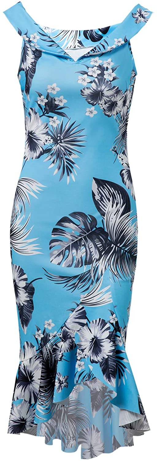 Price:$27.99 Women's Floral Midi Bodycon Ruffles Cocktail Evening Dress Off Shoulder Fishtail Dresses at Amazon Women’s Clothing store