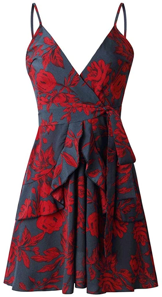 Price:$9.29 Ulanda-Dresses Women's Deep V-Neck Spaghetti Strap Print Mini Dress at Amazon Women’s Clothing store