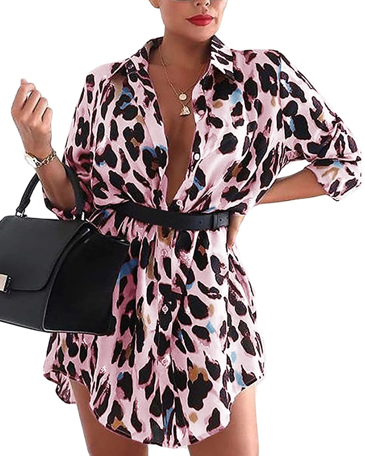Price:$14.99 Auxo Women Lace Up Shirt Bandage Dress Plaid Checkered Deep V Neck Long Sleeve Bodycon Dress at Amazon Women’s Clothing store