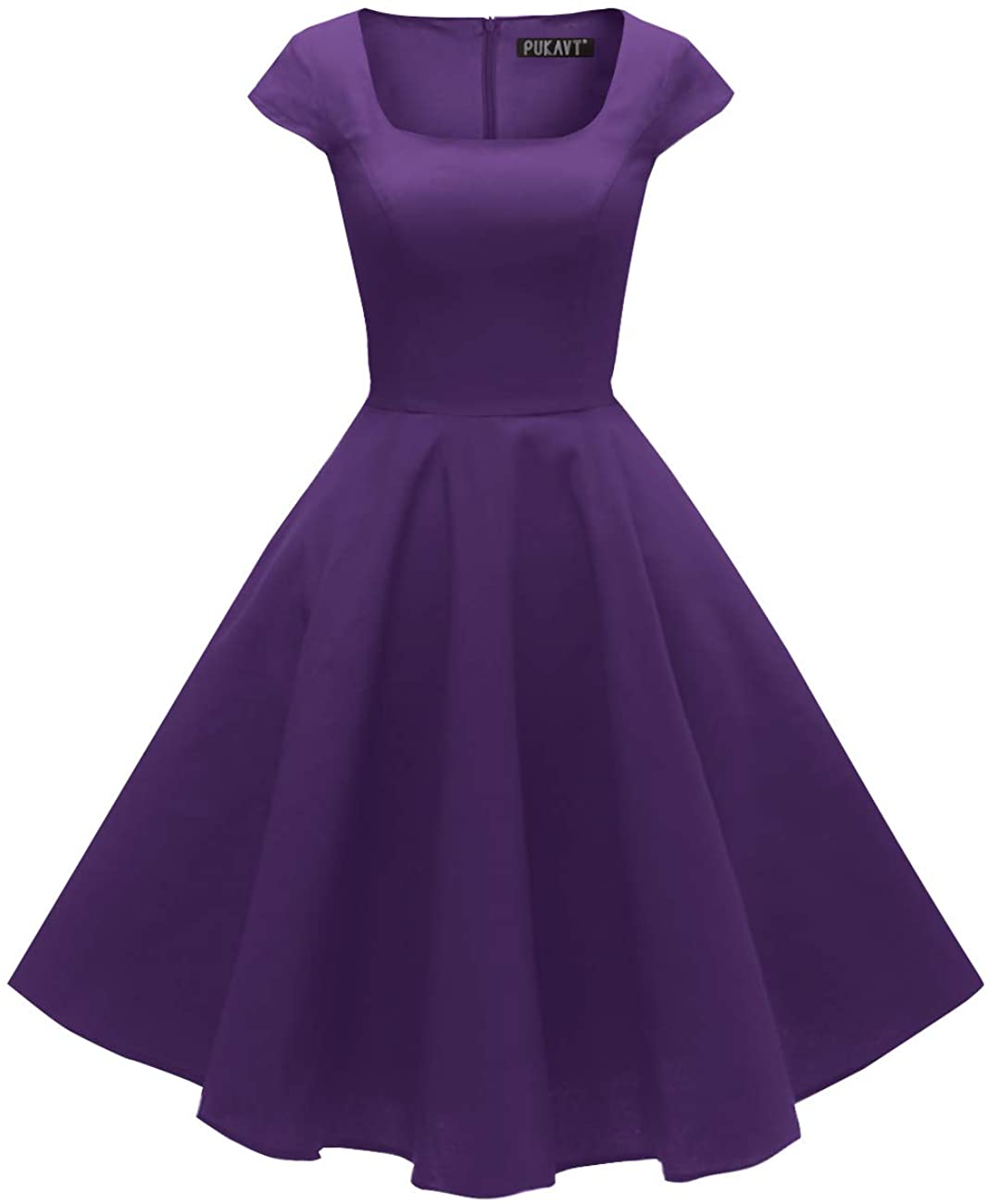 Price:$22.99 PUKAVT Women's Cocktail Party Dress Cap Sleeve 1950 Retro Swing Dress with Pockets at Amazon Women’s Clothing store