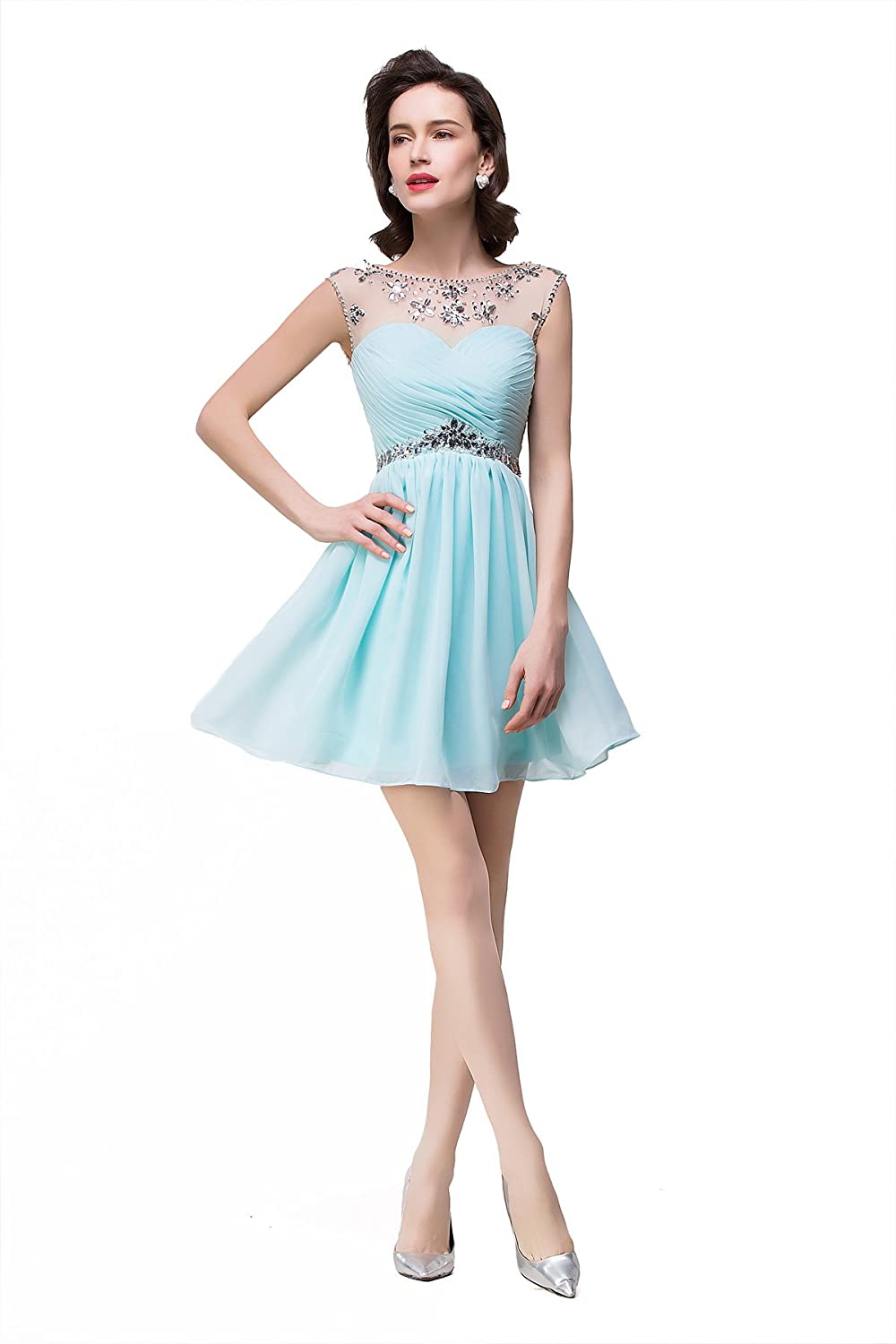 Price:$0.00 Babyonline Cap Sleeve Rhinestones Short Party Dress 2015 Prom Dress at Amazon Women’s Clothing store