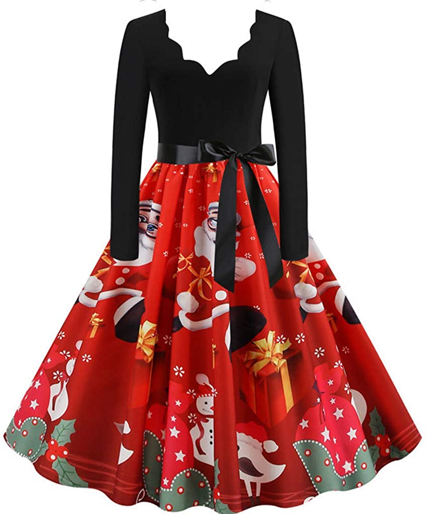 Price:$3.99    Women's Christmas Dresses,Gillberry 1950s Retro Vintage Xmas Cocktail Party Swing Dress  Clothing