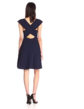 Price:$97.81    Betsey Johnson Women's Stretch Scbua X Back Dress, Dark Navy, 4  Clothing