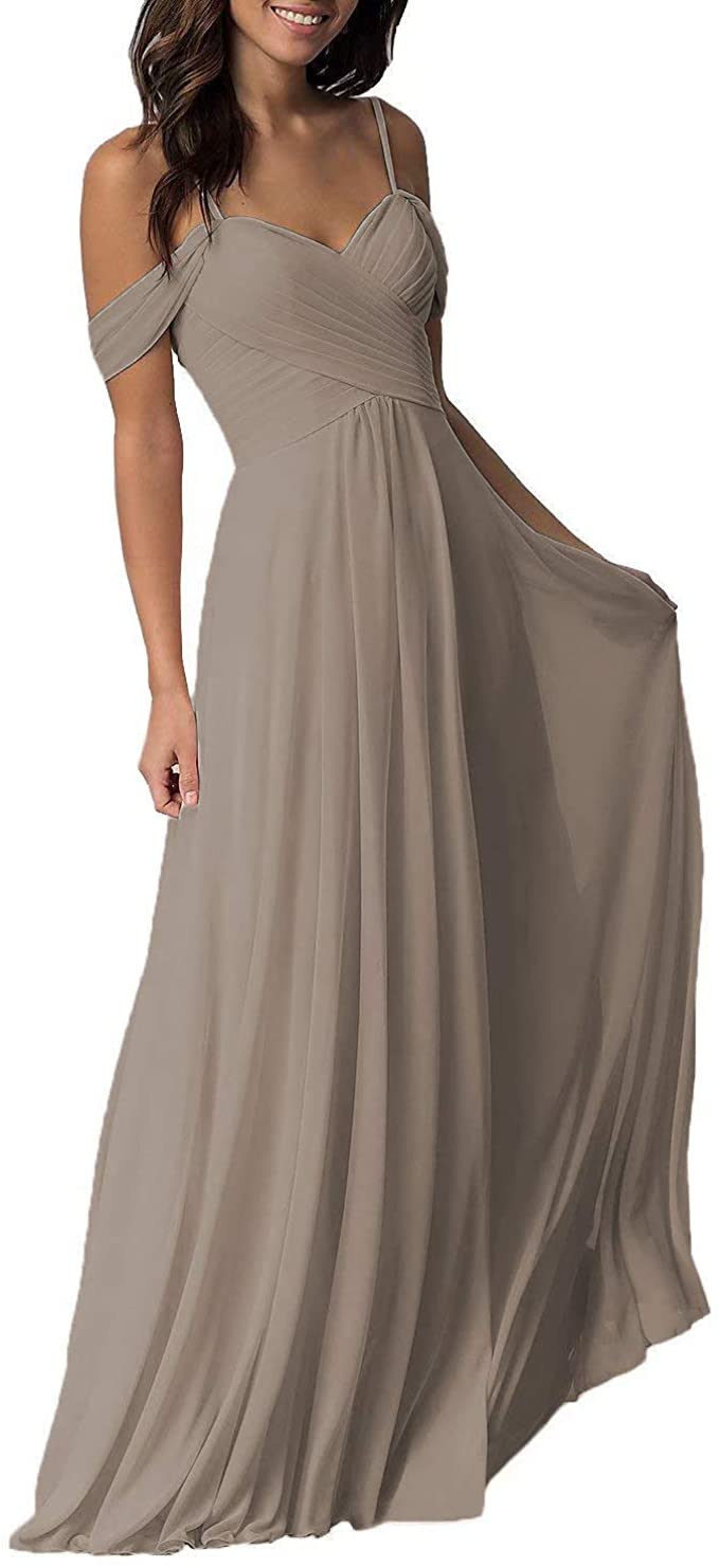 Price:$55.99 Dresspic Women's Long Cold Shoulder Pleated Wedding Bridesmaid Dresses at Amazon Women’s Clothing store