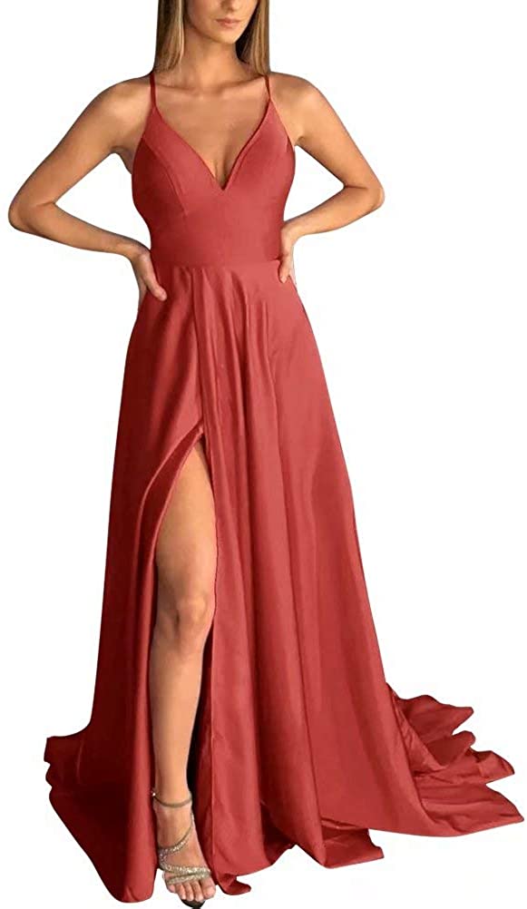 Price:$68.90 RJOAM Women's Criss Cross Back Satin Prom Party Gown at Amazon Women’s Clothing store