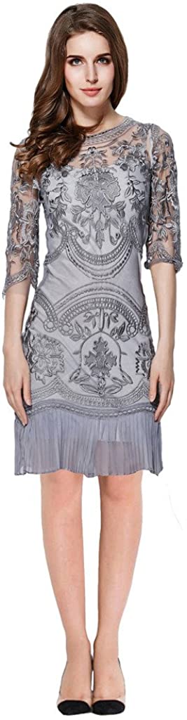 Price:$0.00    Lily Mode Women's Two Layer Embroidery Lace Special Occasion Sheath Dress  Clothing